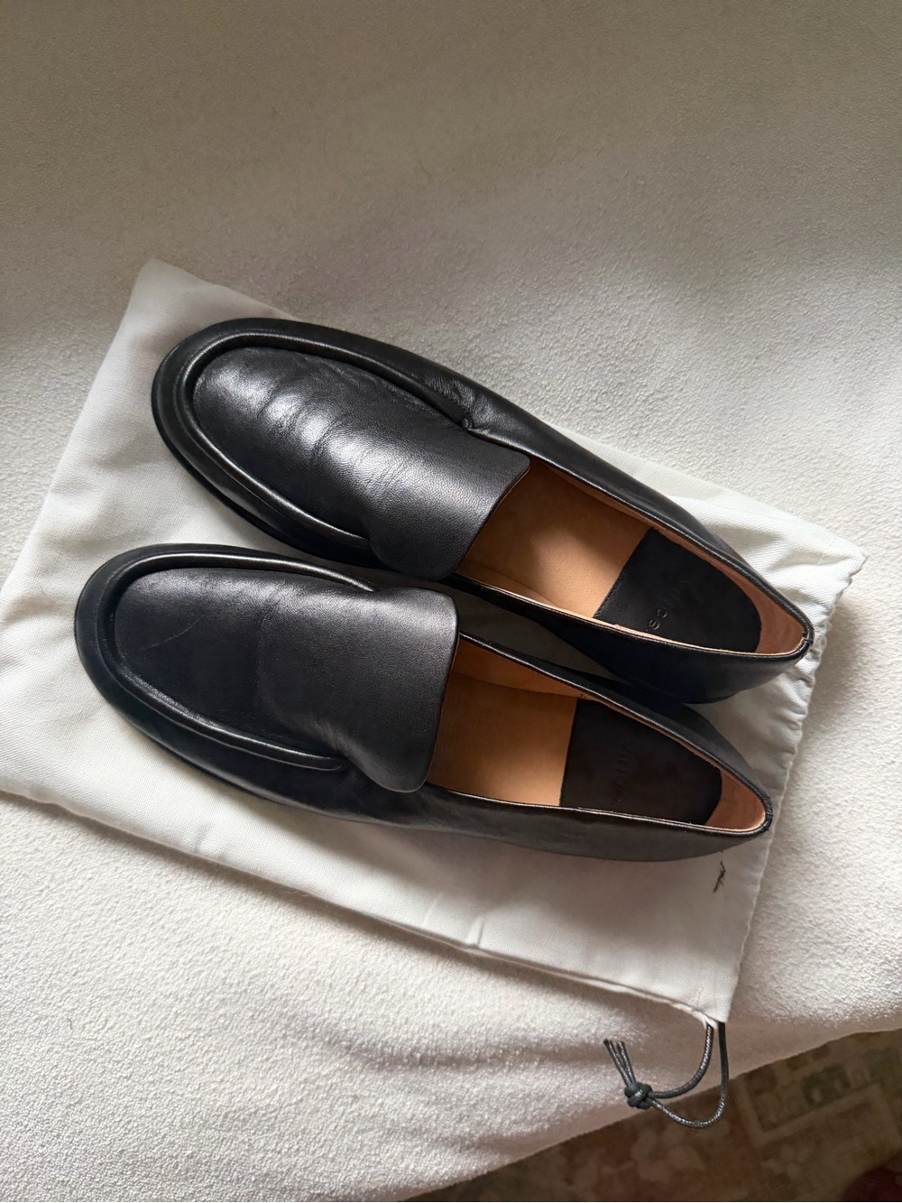 Black Leather Slip-On Womens Loafers